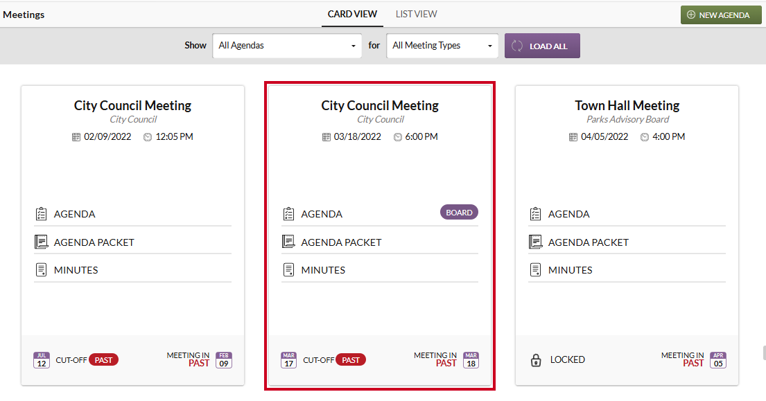 An example agenda tile.