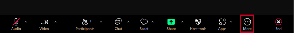 The More button in the lower-right corner of the Zoom Host Controls bar.