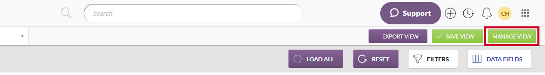 The green, rectangular Manage View button below the User Menu icon.