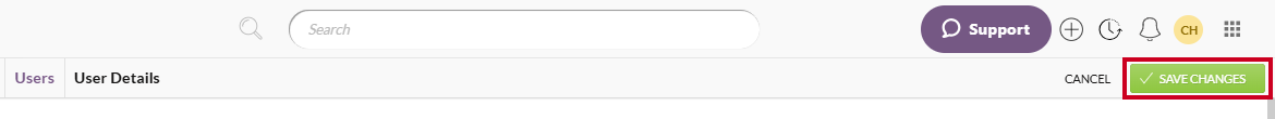 The green, rectangular Save Changes button below the User Menu icon.