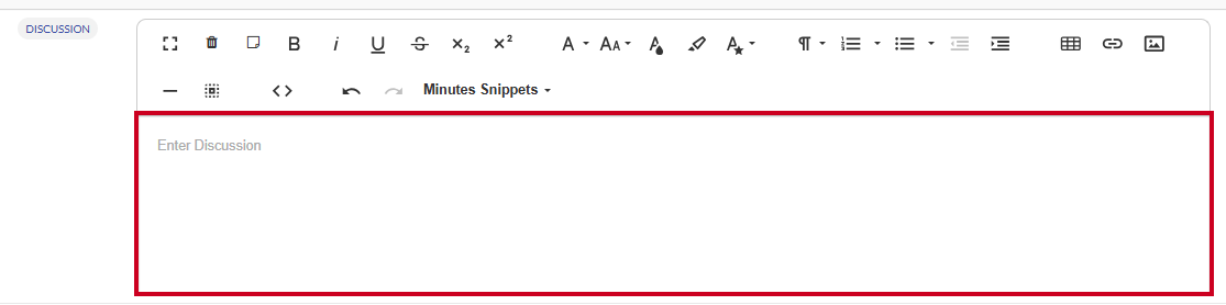 Select - Settings - Meetings - Text Snippets - Minutes Snippets - Minutes Module Discussion Text Field.png
