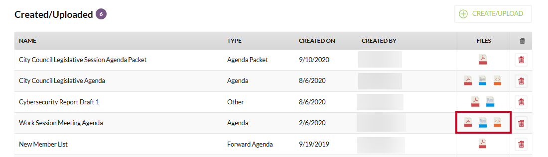 Example agenda file icons.