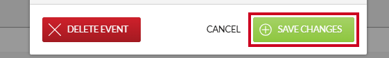 The green, rectangular Save Changes button in the lower-right corner of the Edit Event modal.