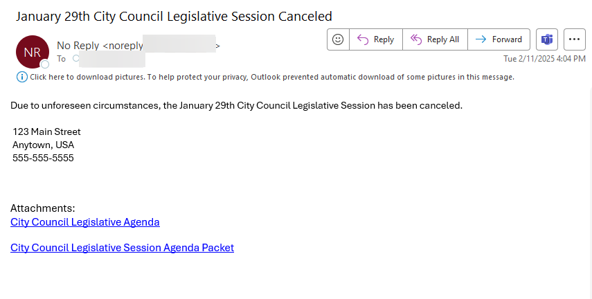 An example cancellation email.