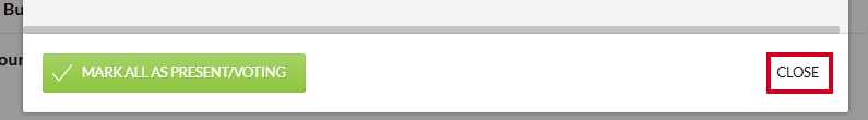 The white, rectangular Close button in the lower-right corner of the Roll Call modal.