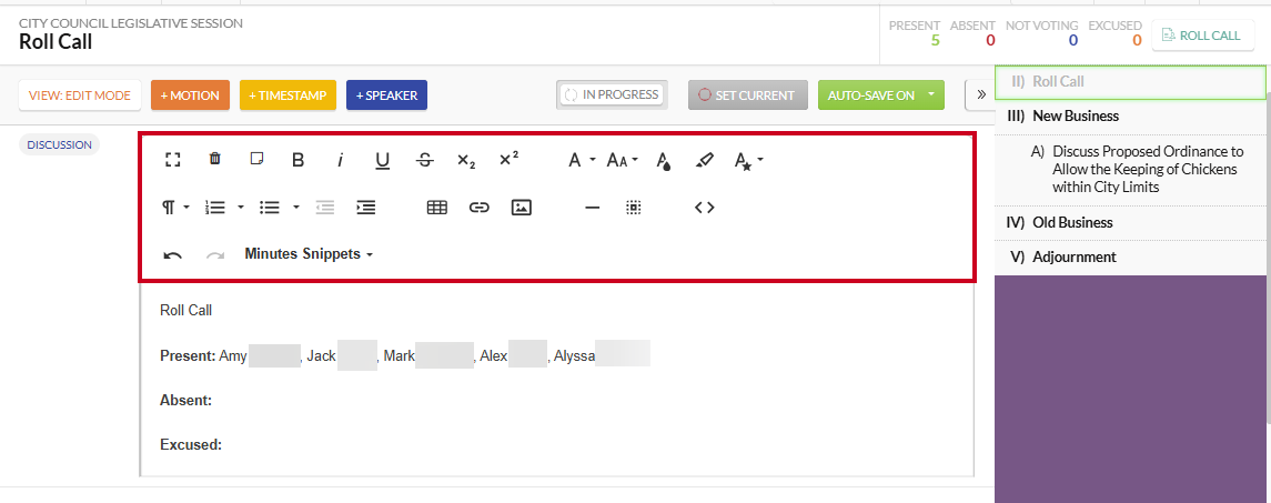 The text and paragraph formatting tools above the Discussion text box.