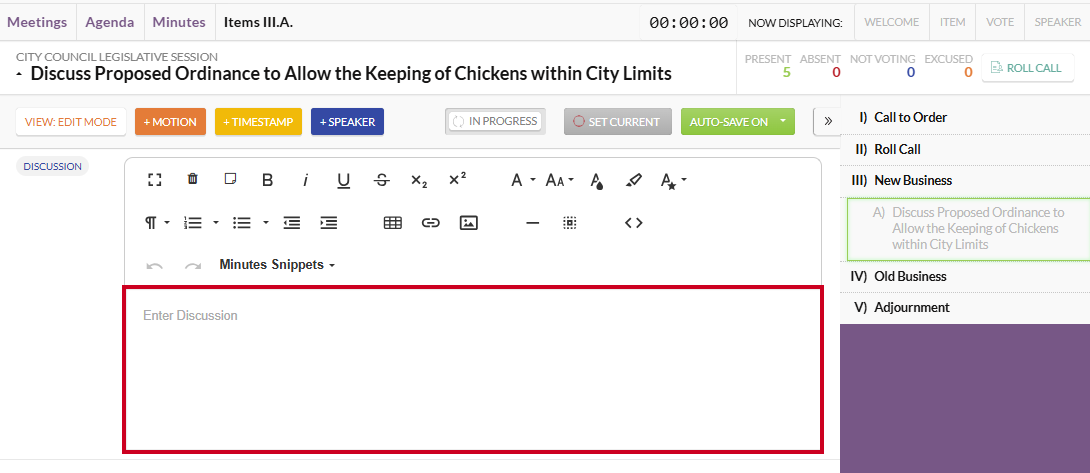 The Discussion text box.