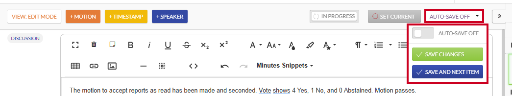 The Auto-Save Off button and the vailable save options when Auto-Save is off.