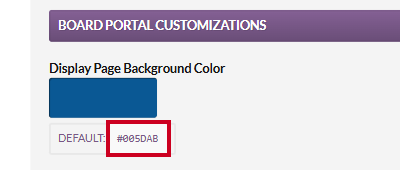 The default HEX code for the Display Page Background Color.