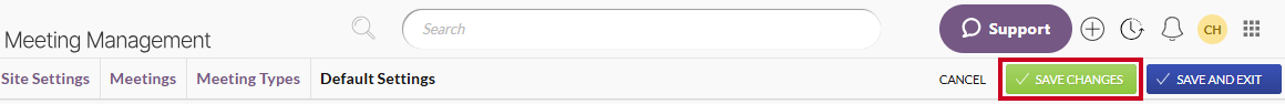 The green, rectangular Save Changes button below the User Menu icon.