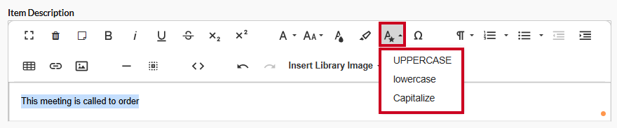 The text editor Inline Style tool.