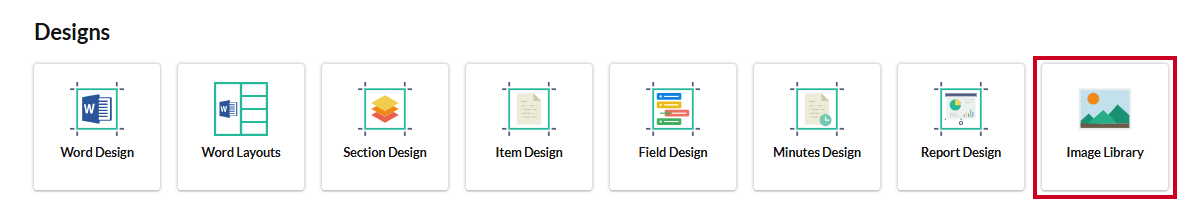 The Image Library tile with a picture icon on the Meetings page.