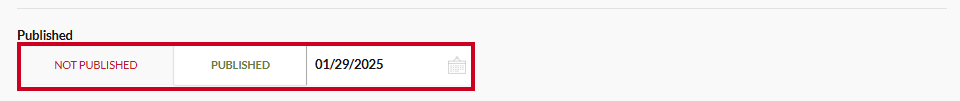 The Published field on the Event Details page.