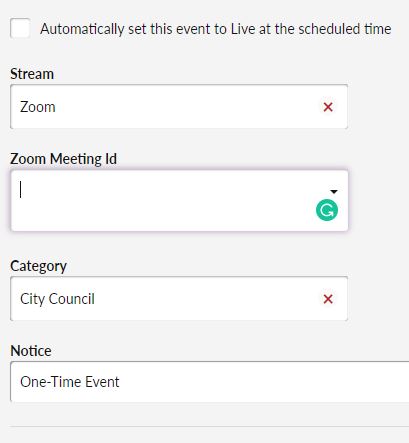 CivicClerk 8, Zoom meeting ID input box