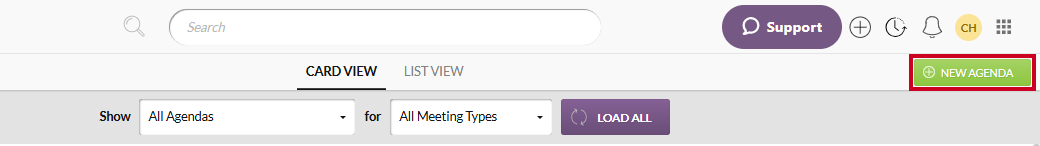 new agenda button
