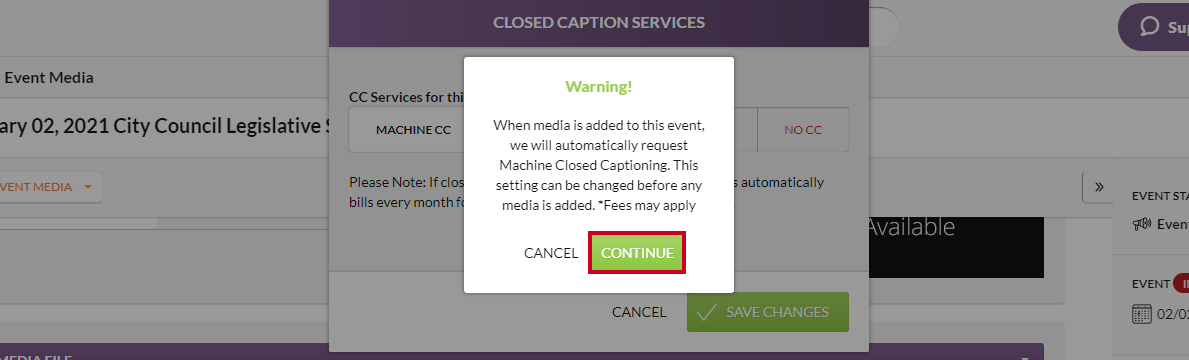 continue button