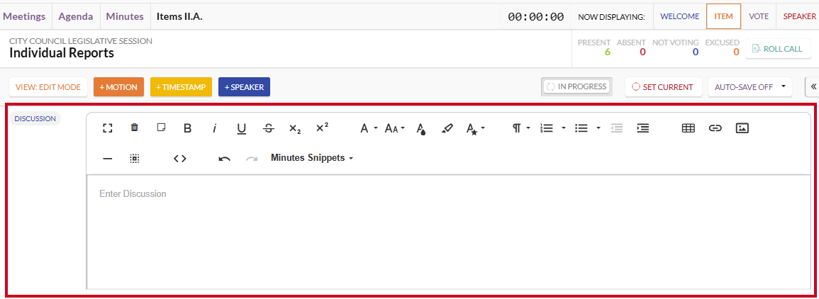 The Discussion section in Edit Mode.