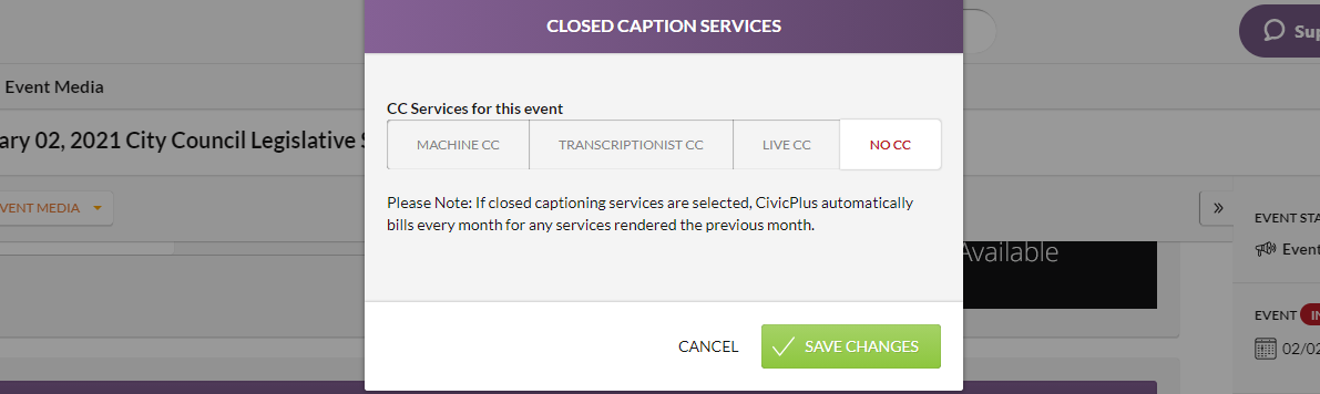 closed captioning options