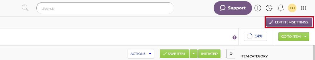 edit item settings button
