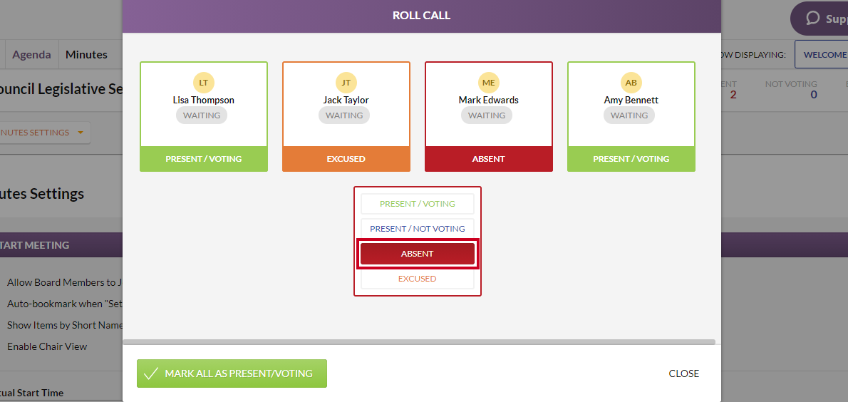 reselect a member's status