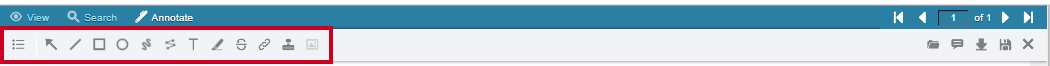 Annotation toolbar with multiple options.