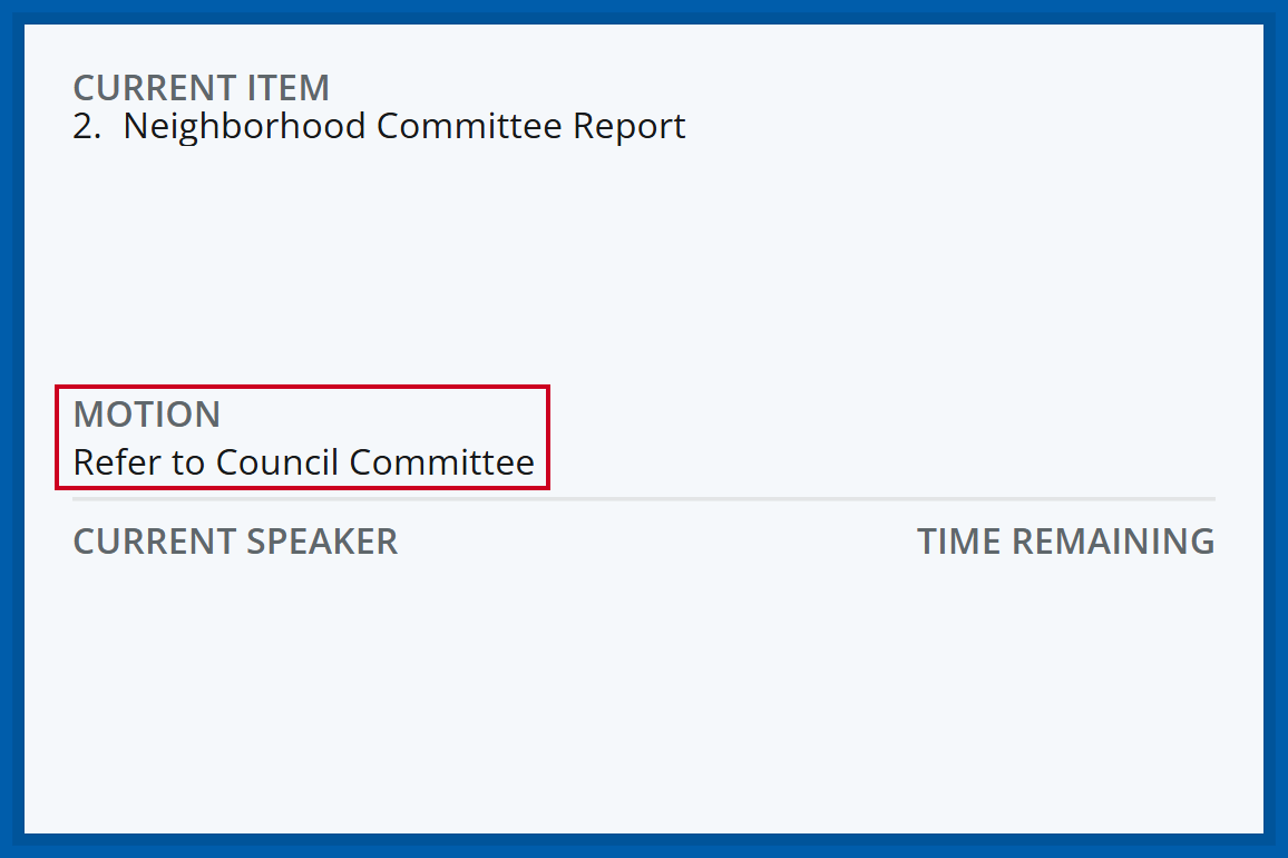 An example motion listed below the Current Item field on a Display Page.