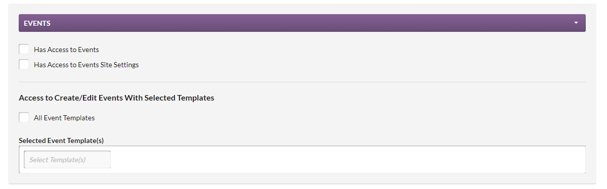 The Events section.