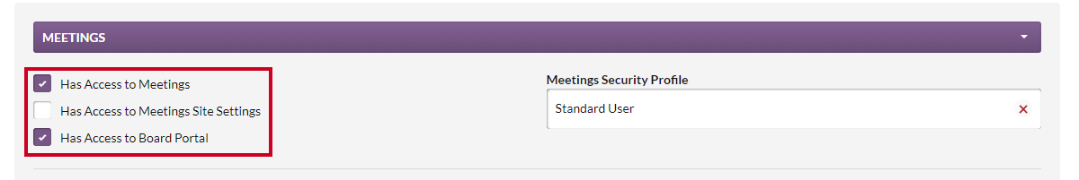 user meeting access settings