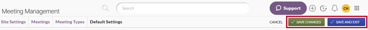 Save changes or save and exit buttons