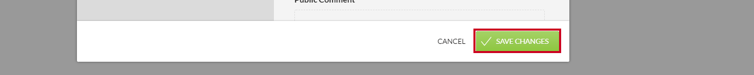 A green, rectangular Save Changes button in the bottom-right corner of the Default Items modal.