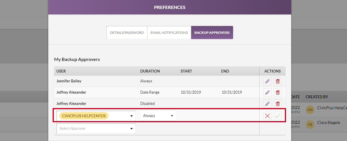 make changes to backup approver