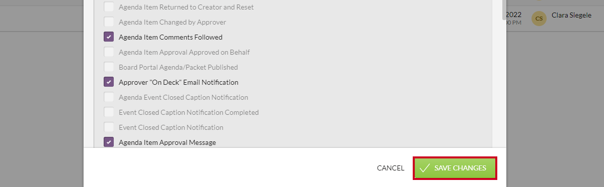 save changes button