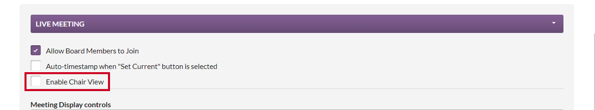 The Enable Chair View checkbox.