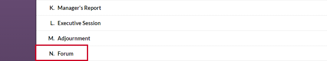 The new example section in the agenda.