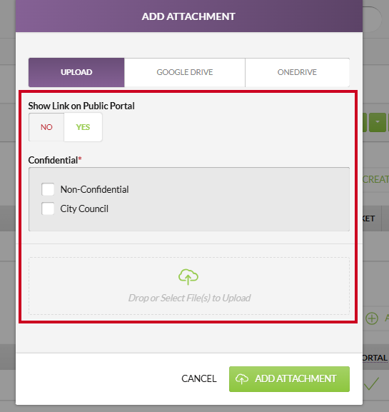 add attachment pop-up window
