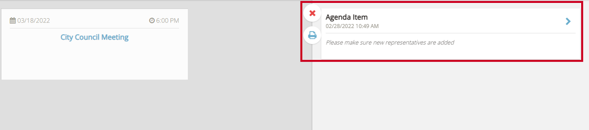 An example note on the right-half of the screen that includes sample text and exit and print icons.