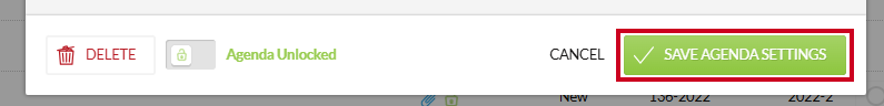 save agenda settings button