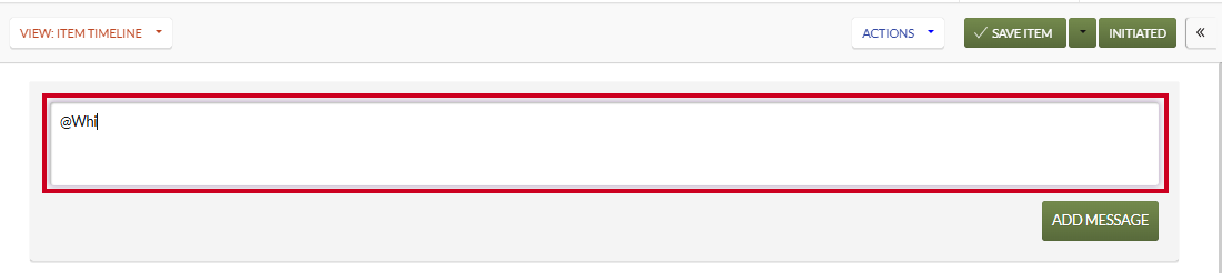 The message box with an @ symbol and the start of a team name.