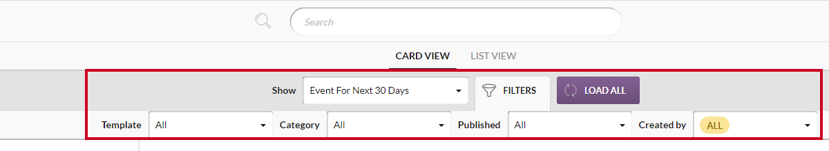 The Filter options.