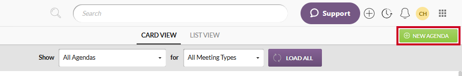 new agenda button