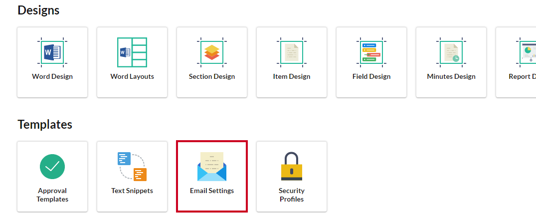 email settings tile