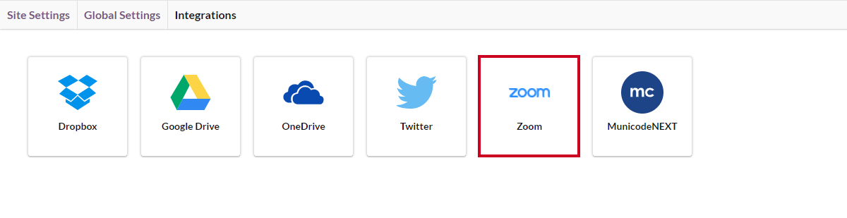 integration options, zoom button