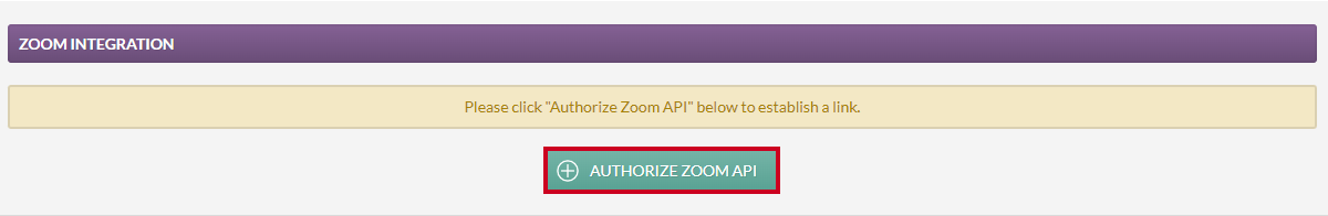 authorize zoom API button