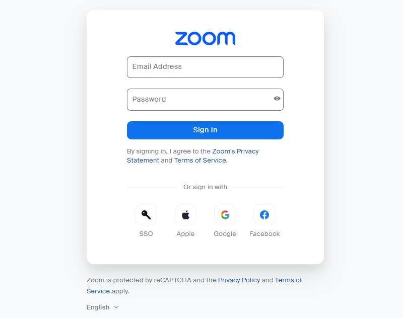 zoom sign in page