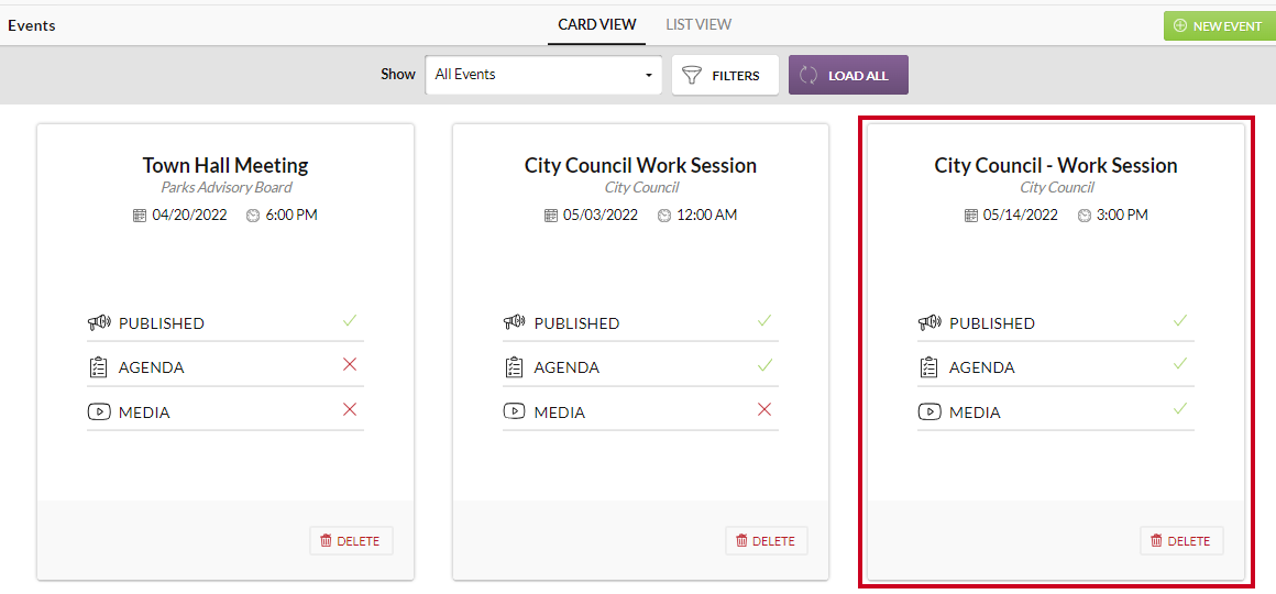 select an agenda with media