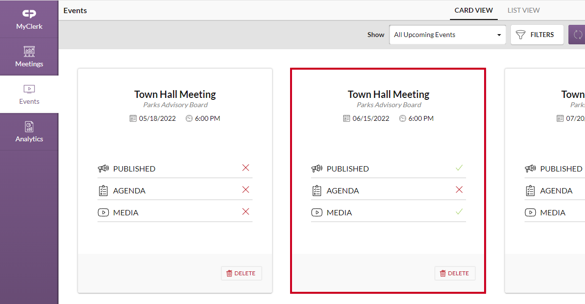 select an event