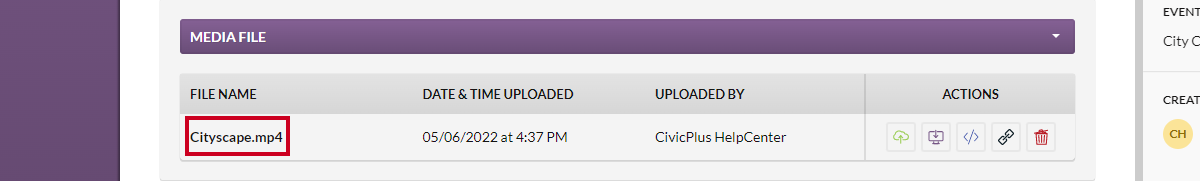The Media File section with an example file listed.