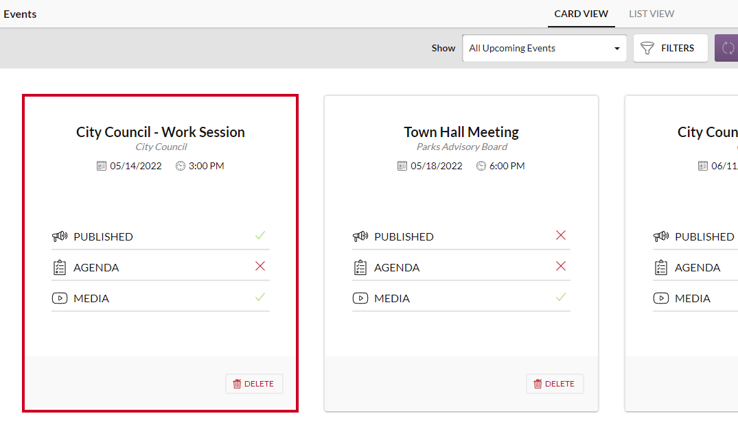 select an event