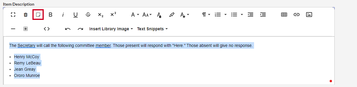 Item description text editor, convert to plain text tool