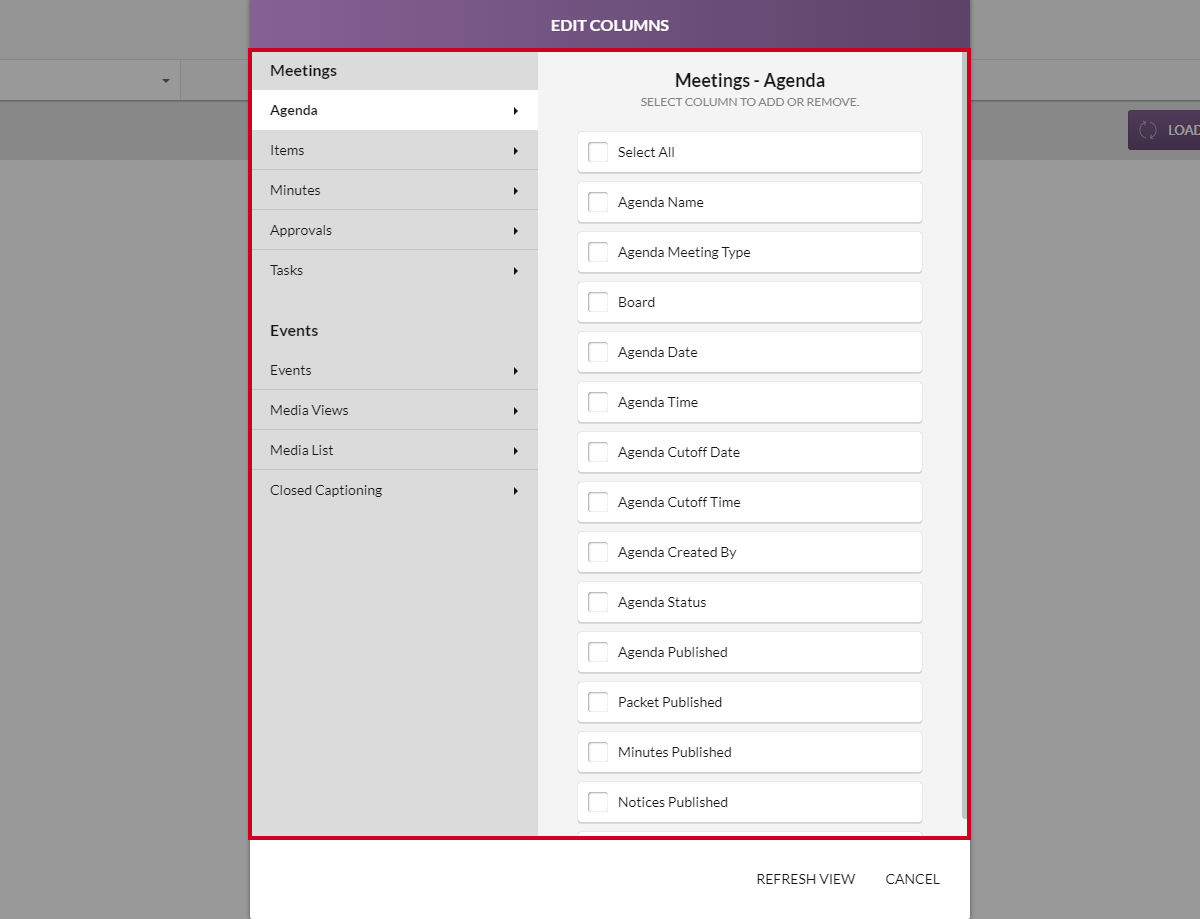 edit data field columns